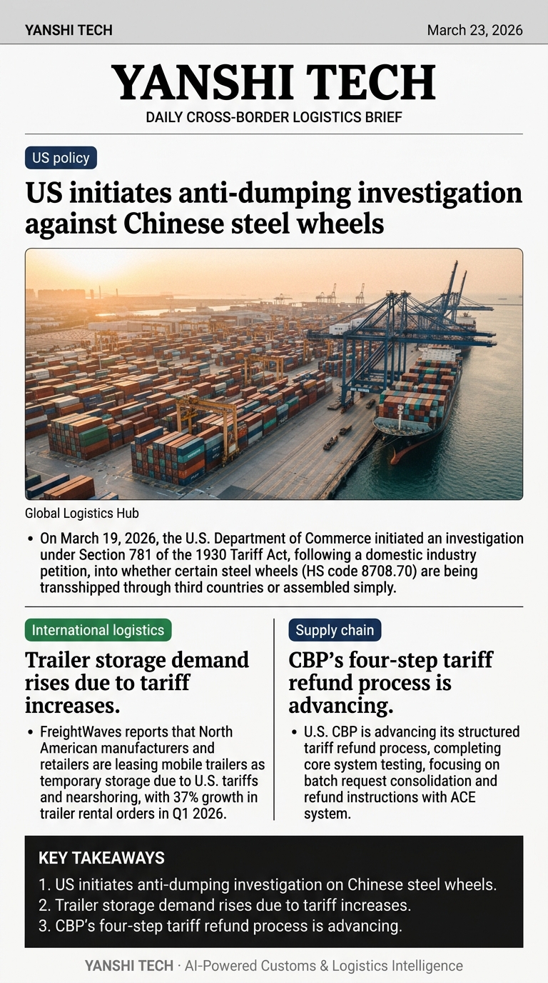 今日跨境物流资讯图 2026年03月23日