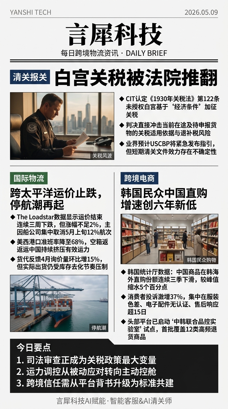 今日跨境物流资讯图 2026年05月09日
