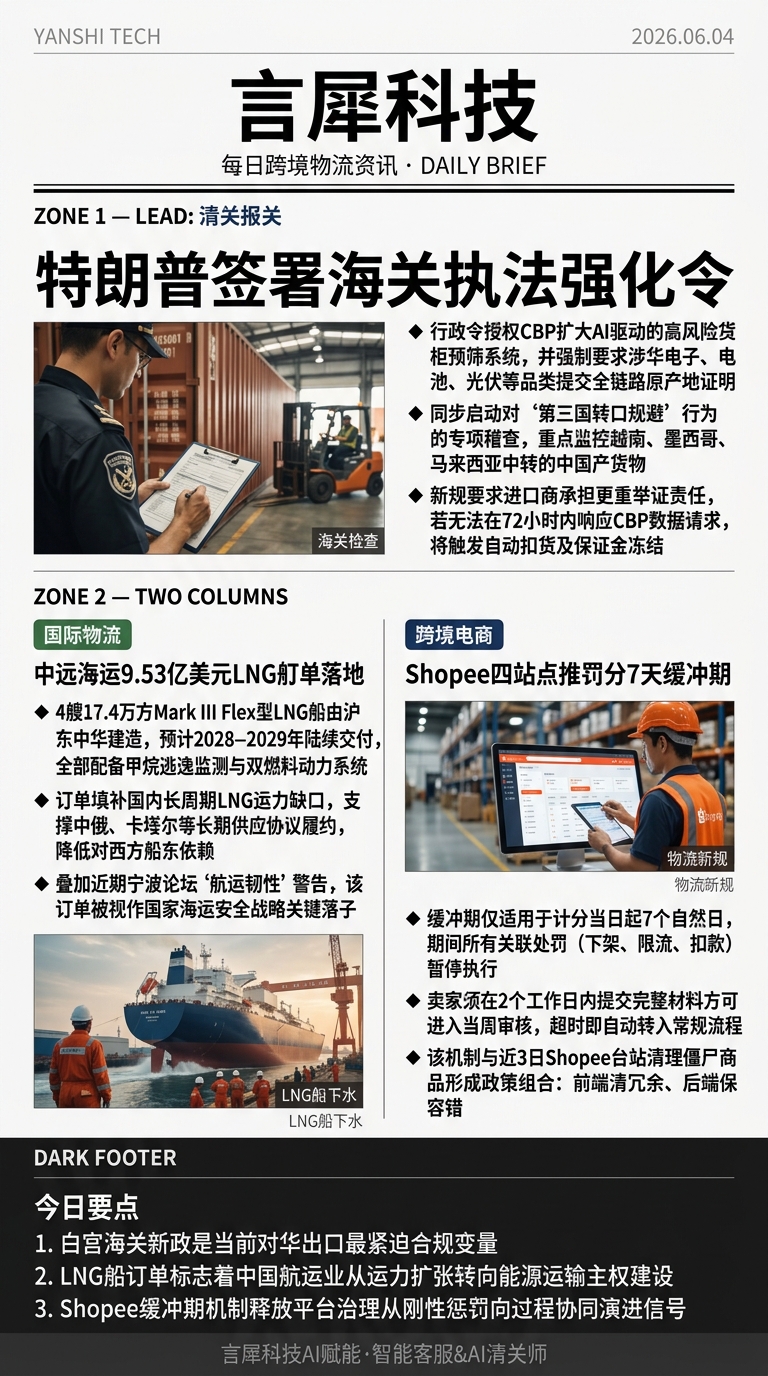 今日跨境物流资讯图 2026年06月04日