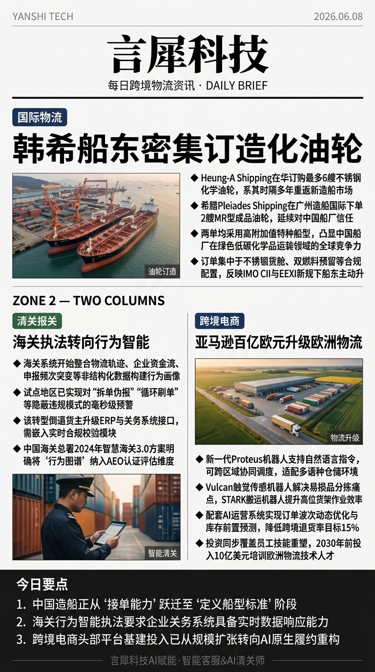今日跨境物流资讯图 2026年06月08日