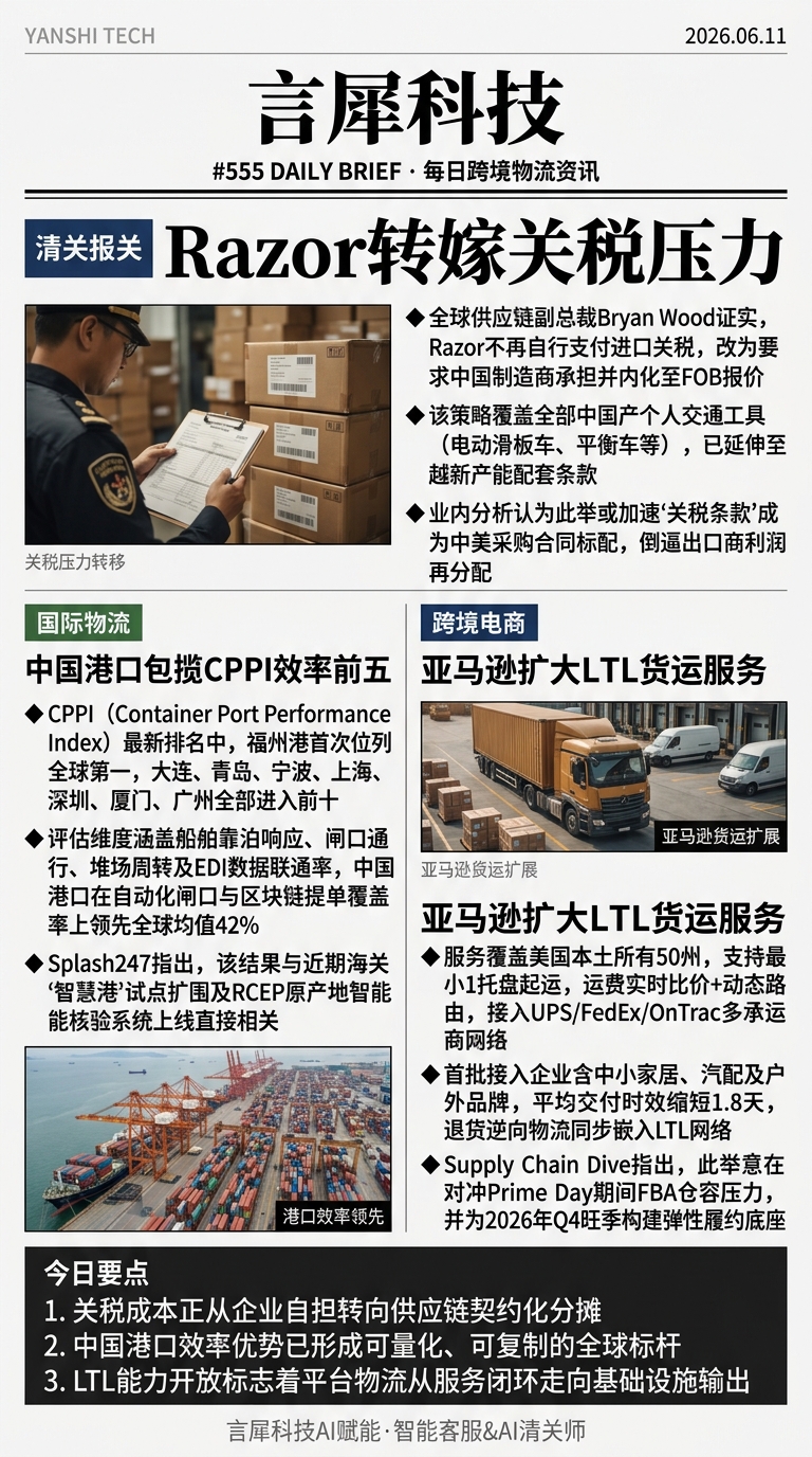 今日跨境物流资讯图 2026年06月11日