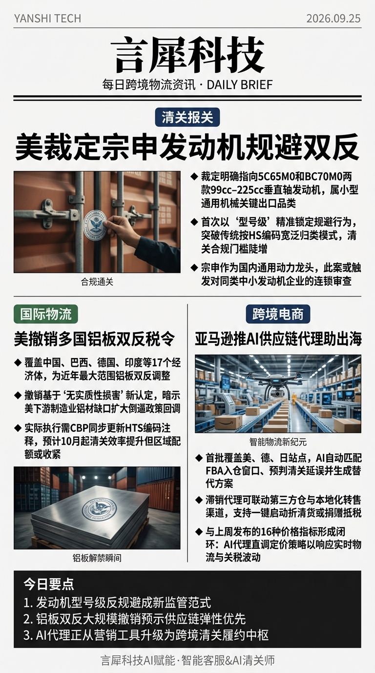今日跨境物流资讯图 2026年09月25日